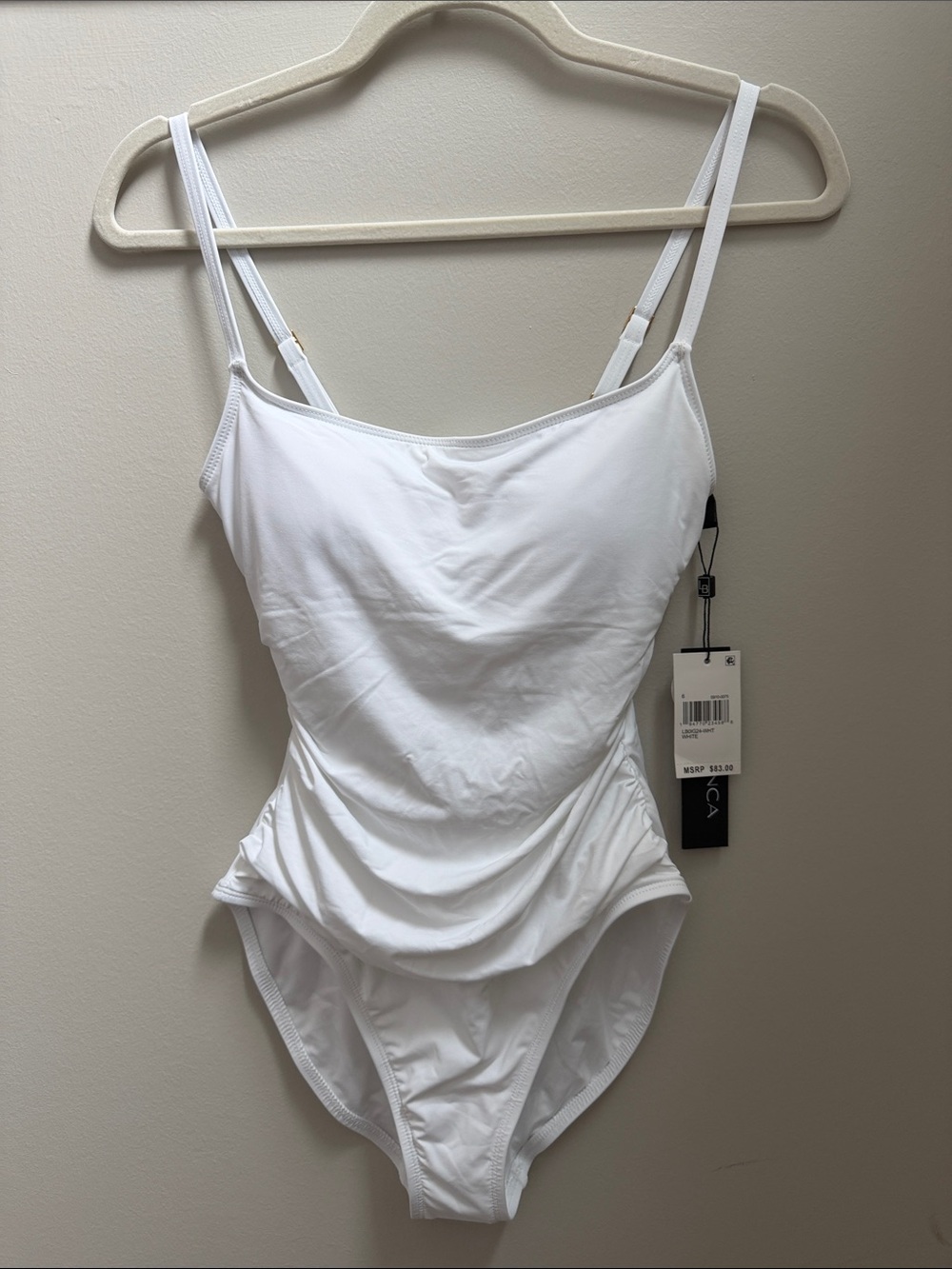 NWT La Blanca White One-Piece Swimsuit with Adjustable Straps